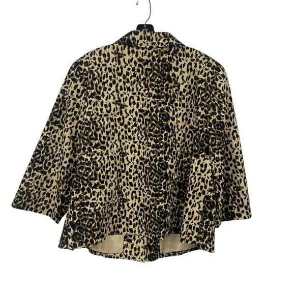 Ingredients Animal Print Button Front Jacket Brown Black Womens Plus Size 1X - Picture 3 of 4